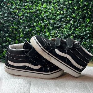 Vans Kids Black and White Velcro Sneakers